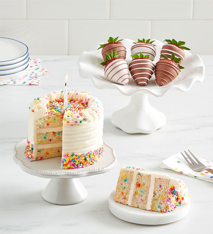 Time to Celebrate Birthday Cake™ with Drizzled Strawberries